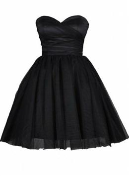 Picture of Tulle Little Black Color Dresses, Sweetheart Simple Short Party Dresses